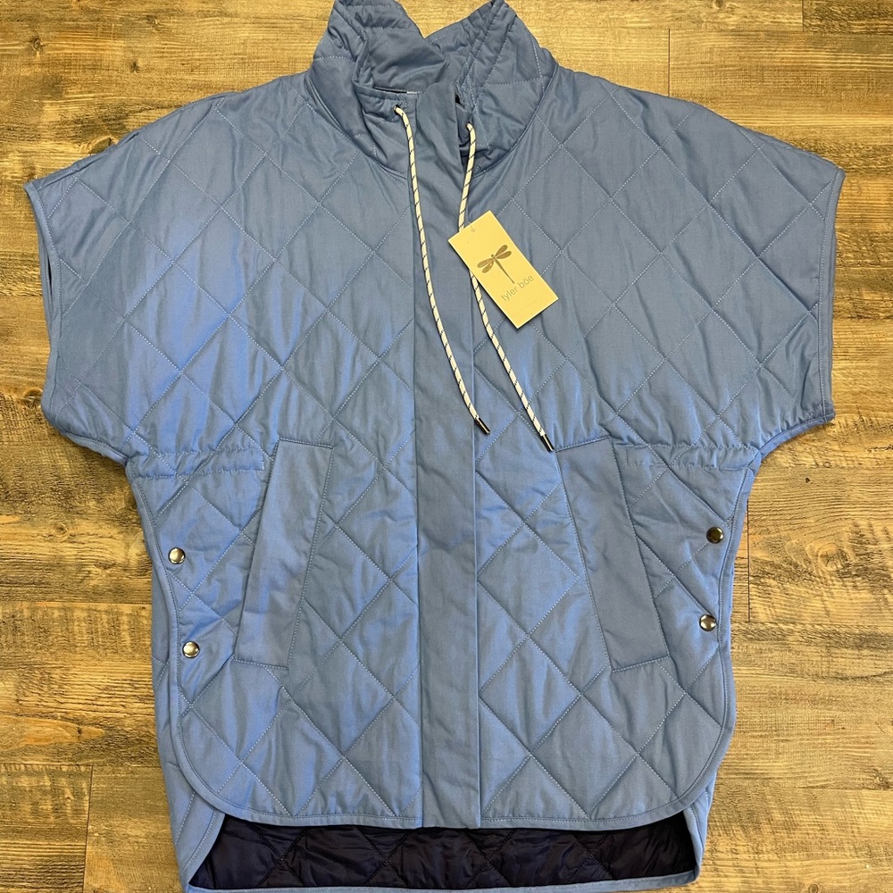 Blue quilted gilet